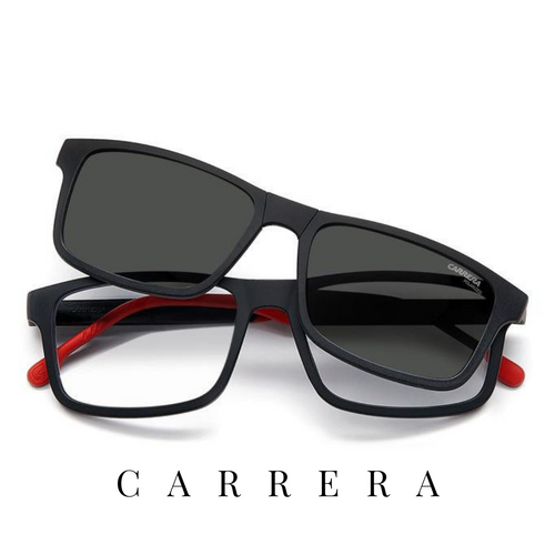 Carrera Eyewear - Rectangle - Black Mat/Red Mat&Grey - Clip-On